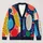 Colorful Abstract Geometric Circles For Casual Office Layering Women's Autumn Style All-over Print Knitted Cardigan - 1