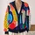 Colorful Abstract Geometric Circles For Casual Office Layering Women's Autumn Style All-over Print Knitted Cardigan - 2