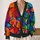 Jewel-Tone Mosaic Blooms for Autumn Layering and Colorful Everyday Women's Style All-over Print Knitted Cardigan - 2