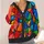 Jewel-Tone Mosaic Blooms for Autumn Layering and Colorful Everyday Women's Style All-over Print Knitted Cardigan - 4