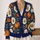 Pumpkin Daisy Autumn Garden Motifs for Cozy Fall Layering, Women's Seasonal Style All-over Print Knitted Cardigan - 2