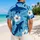 Coconut Tree Sharks for Beach Vacation Style, Tropical Surf Gift for Men, Ocean Blue Hawaiian Shirt - 2