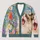 Yawning Cat Floral Color Burst for Relaxed Everyday Layering, Colorful Animal Lover Gift All-over Print Knitted Cardigan - 1