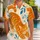 Orange Tabby Cat And Blue Botanicals For Beach Vacations And Summer Getaways Hawaiian Shirt - 1