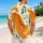 Orange Tabby Cat And Blue Botanicals For Beach Vacations And Summer Getaways Hawaiian Shirt - 2