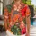 Orange Tropical Hibiscus And Monstera Botanical Style For Resort Vacation Outfits Hawaiian Shirt - 1