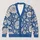 Blue Cream Botanical Floral Motifs for Autumn Layering and Everyday Office Style for Women All-over Print Knitted Cardigan - 1