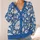 Blue Cream Botanical Floral Motifs for Autumn Layering and Everyday Office Style for Women All-over Print Knitted Cardigan - 4