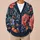 Painterly Floral Navy Garden Blooms for Coastal Resort Layering and Everyday Wear Style All-over Print Knitted Cardigan - 6