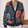 Painterly Floral Navy Garden Blooms for Coastal Resort Layering and Everyday Wear Style All-over Print Knitted Cardigan - 2