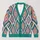 Geometric Diamond Teal and Mauve Layering Style for Everyday Casual Women's Wear All-over Print Knitted Cardigan - 1