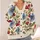 Cherry And Blue Floral Motifs For Autumn Layering, Relaxed Everyday Women's Style All-over Print Knitted Cardigan - 4