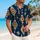 Navy Orange Geometric Diamond Motifs for Resort Vacations and Summer Getaways for Men Hawaiian Shirt - 6
