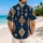 Navy Orange Geometric Diamond Motifs for Resort Vacations and Summer Getaways for Men Hawaiian Shirt - 2