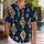 Navy Orange Geometric Diamond Motifs for Resort Vacations and Summer Getaways for Men Hawaiian Shirt - 1