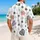 Monochrome Floral Lattice for Resort Getaways and Island Weekends, Men’s Casual Style Hawaiian Shirt - 2