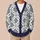 Navy Snowflake Geometric Motifs For Cozy Winter Layering And Nordic Style All-over Print Knitted Cardigan - 6