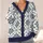Navy Snowflake Geometric Motifs For Cozy Winter Layering And Nordic Style All-over Print Knitted Cardigan - 4