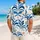 Blue White Geometric Resort Style for Beach Holidays and Summer Travel for Plus Size Men Hawaiian Shirt - 2
