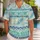 Blue Geometric Waves and Spirals for Tropical Vacations and Men's Resort Style Hawaiian Shirt - 1