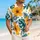 Golden Hibiscus And Teal Monstera Leaves For Beach Holidays And Resort Getaways Men Hawaiian Shirt - 6