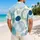 Aqua Geometric Circles and Gold Dot Shapes for Beach Holidays and Resort Weekends Hawaiian Shirt - 2