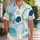 Aqua Geometric Circles and Gold Dot Shapes for Beach Holidays and Resort Weekends Hawaiian Shirt - 1
