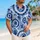 Indigo Shibori Rosettes for Coastal Getaways, Island Escapes, and Weekend Style for Men Hawaiian Shirt - 6