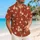White Island Blossoms on Brick Red Ground for Beach Vacations and Summer Getaways Hawaiian Shirt - 6