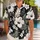 Monochrome Hibiscus and Palm Leaf Blooms for Tropical Vacations and Beach Getaways Hawaiian Shirt - 1