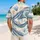 Nautical Wave Geometry for Coastal Vacations and Resort Weekends, Men's Beach Style Hawaiian Shirt - 2