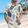 Navy Palm Fronds on Ivory for Tropical Getaways and Resort Weekends, Men's Style Hawaiian Shirt - 6