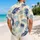 Navy Palm Fronds on Ivory for Tropical Getaways and Resort Weekends, Men's Style Hawaiian Shirt - 2
