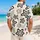 Black White Organic Star Motifs for Beach Vacations and Casual Resort Wear for Men Hawaiian Shirt - 2