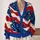 American Flag Stars and Stripes for Patriotic Summer Getaways and Casual Layering All-over Print Knitted Cardigan - 2