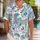 Blue Cheetah Jungle Florals for Beach Holidays, Resort Getaways, Travel, and Men Hawaiian Shirt - 1