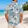 Blue Cheetah Jungle Florals for Beach Holidays, Resort Getaways, Travel, and Men Hawaiian Shirt - 2