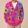 Colorful Heart Grid Motif for Beach Layering and Casual Date Style, Plus Size Women All-over Print Knitted Cardigan - 6