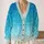 Blue Teal Watercolor Lace Waves for Beach Days and Relaxed Coastal Weekend Styling All-over Print Knitted Cardigan - 2