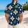 Navy Ivory Compass Flowers for Coastal Getaways, Resort Weekends, and Island Travel Hawaiian Shirt - 2