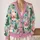 Pink Santa Claus Holiday Scene for Cozy Vacation Layering, Women’s Festive Style All-over Print Knitted Cardigan - 2