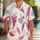 Pink Feather Island Motifs for Resort Getaways and Beach Holidays for Men’s Vacations Hawaiian Shirt - 1