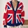 British Flag Inspired Red White Blue Cross Motif for Autumn Weekend Layering and Travel All-over Print Knitted Cardigan - 2