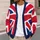 British Flag Inspired Red White Blue Cross Motif for Autumn Weekend Layering and Travel All-over Print Knitted Cardigan - 5