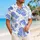 Blue Zebra Wave Motifs for Coastal Vacations, Island Getaways, and Resort Weekends Hawaiian Shirt - 6