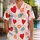 Red Heart Medallions and Island Botanicals for Valentine Getaways and Resort Vacations Hawaiian Shirt - 1