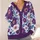 Purple Floral Blooms with Coral Centers for Spring Vacation and Date Night Style Women All-over Print Knitted Cardigan - 4