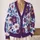Purple Floral Blooms with Coral Centers for Spring Vacation and Date Night Style Women All-over Print Knitted Cardigan - 2
