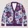 Purple Floral Blooms with Coral Centers for Spring Vacation and Date Night Style Women All-over Print Knitted Cardigan - 1