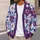 Purple Floral Blooms with Coral Centers for Spring Vacation and Date Night Style Women All-over Print Knitted Cardigan - 5